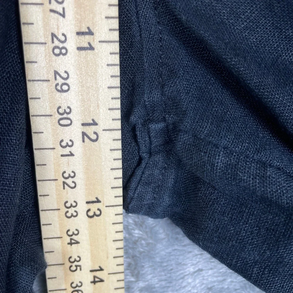 Tahari Linen Wide Leg Pants Womens Small Navy Blue Crop Elastic‎ Waist Lagenlook